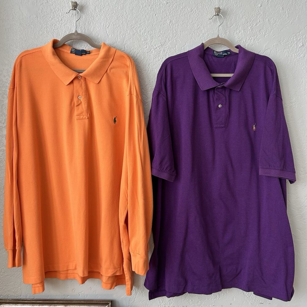 Polo Ralph Lauren Rugby Shirt 4XB Big Yellow Blue Long Sleeve Pony Preppy Cotton